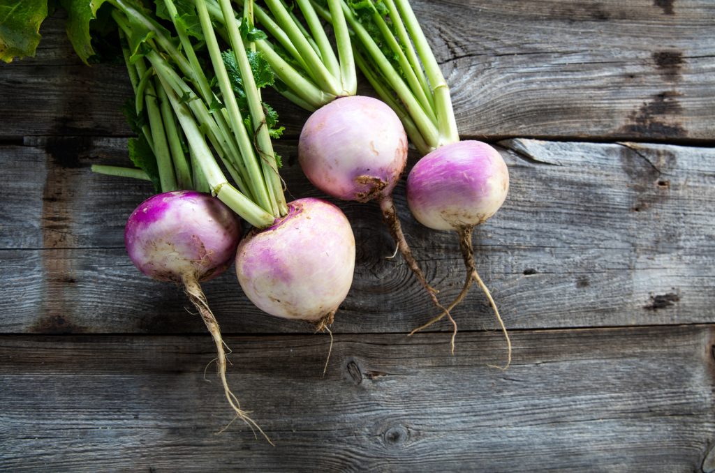 Turnips on table