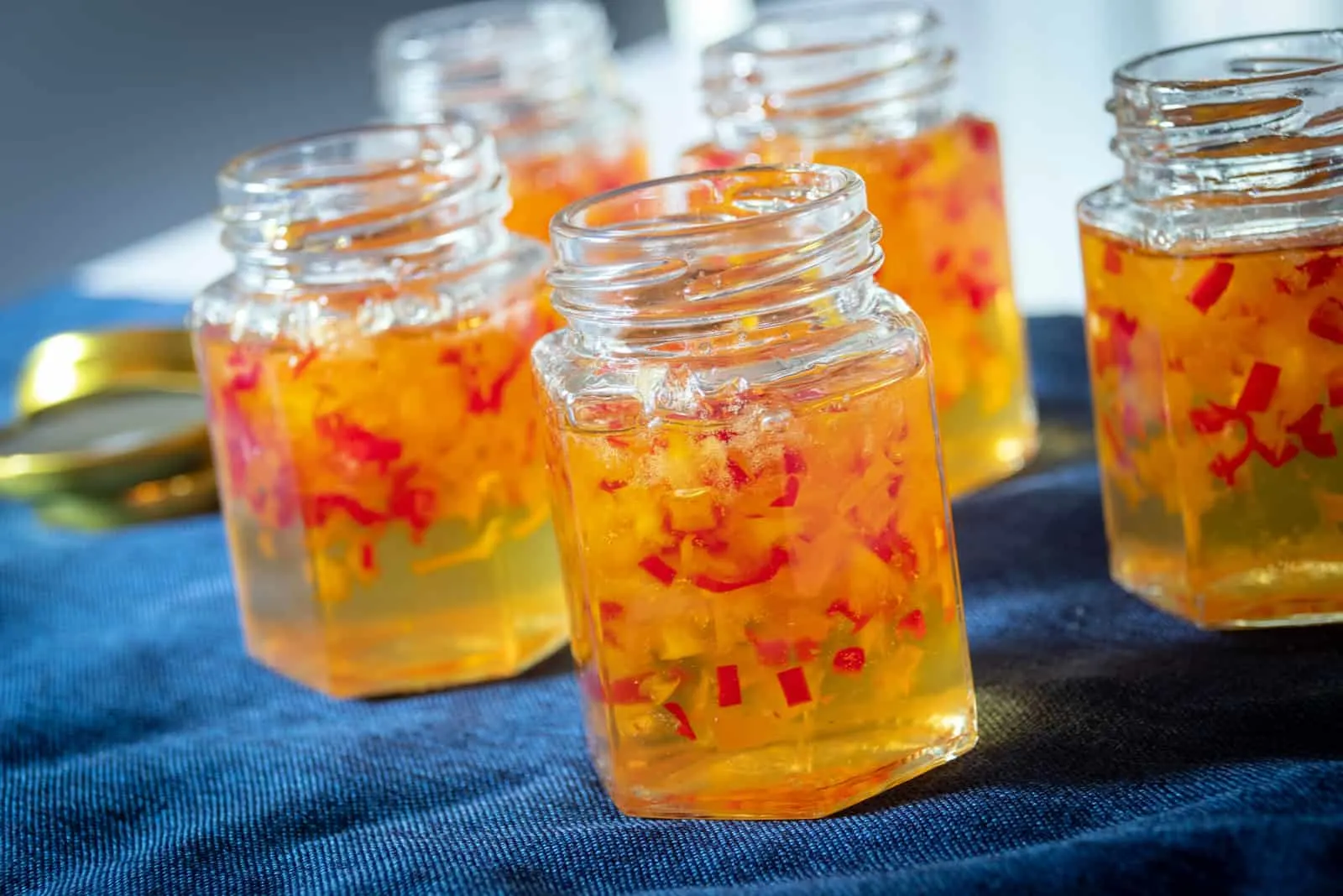 fresh tasty sweet habanero hot pepper jelly in a jar