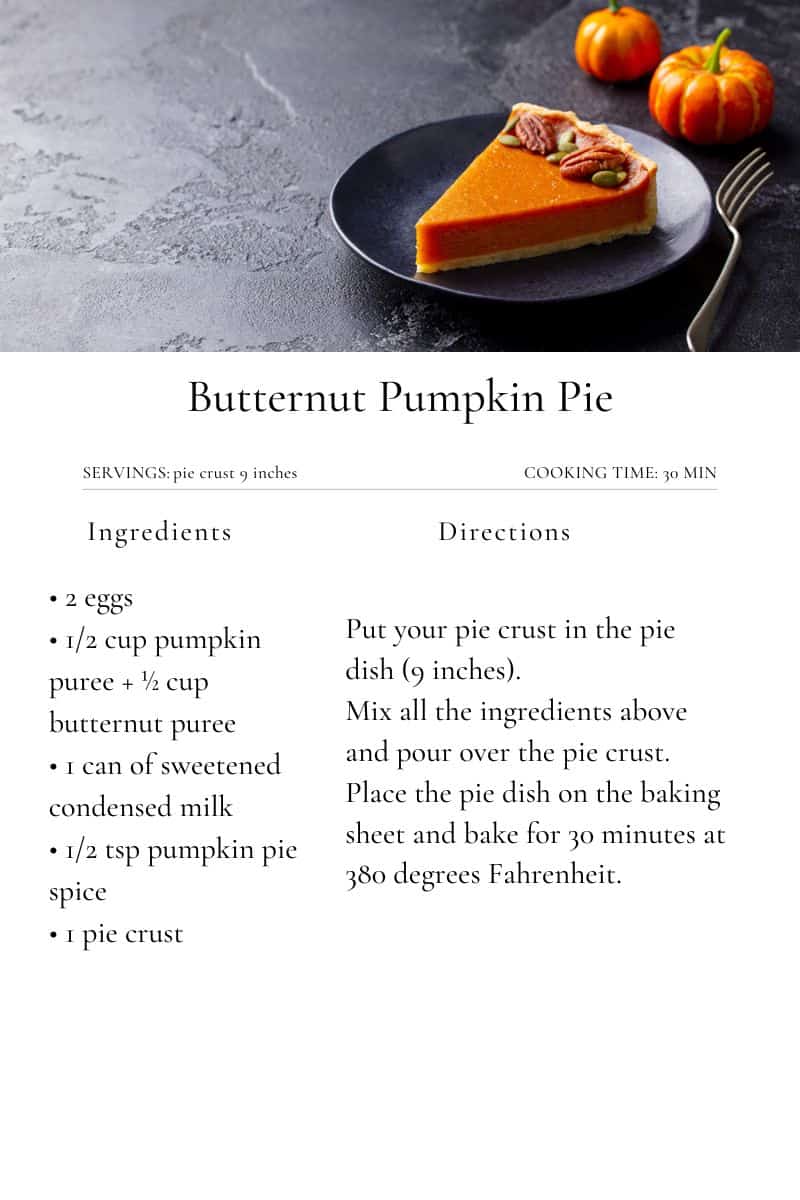 Butternut pumpkin pie recipe