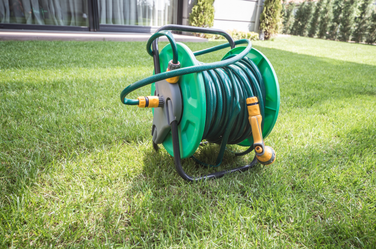 garden hose on the grass