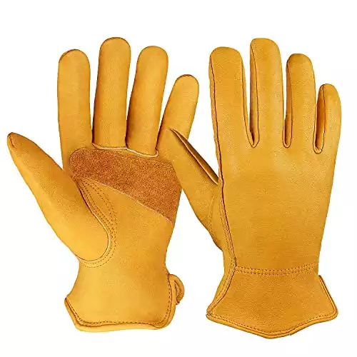 OZERO Flex Grip Leather Work Gloves