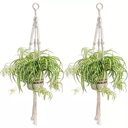 2 Pack Macrame Plant Hangers with Hooks for Spider Plant