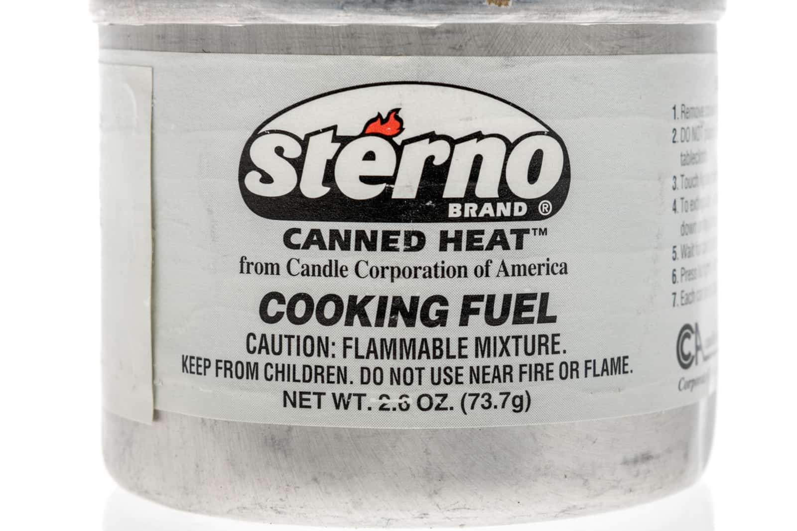 A package of Sterno burning can for heating food on an isolated background.