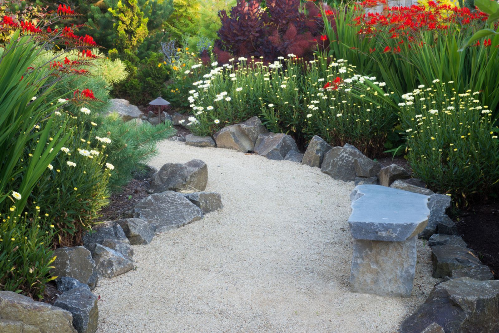 garden edged with stones