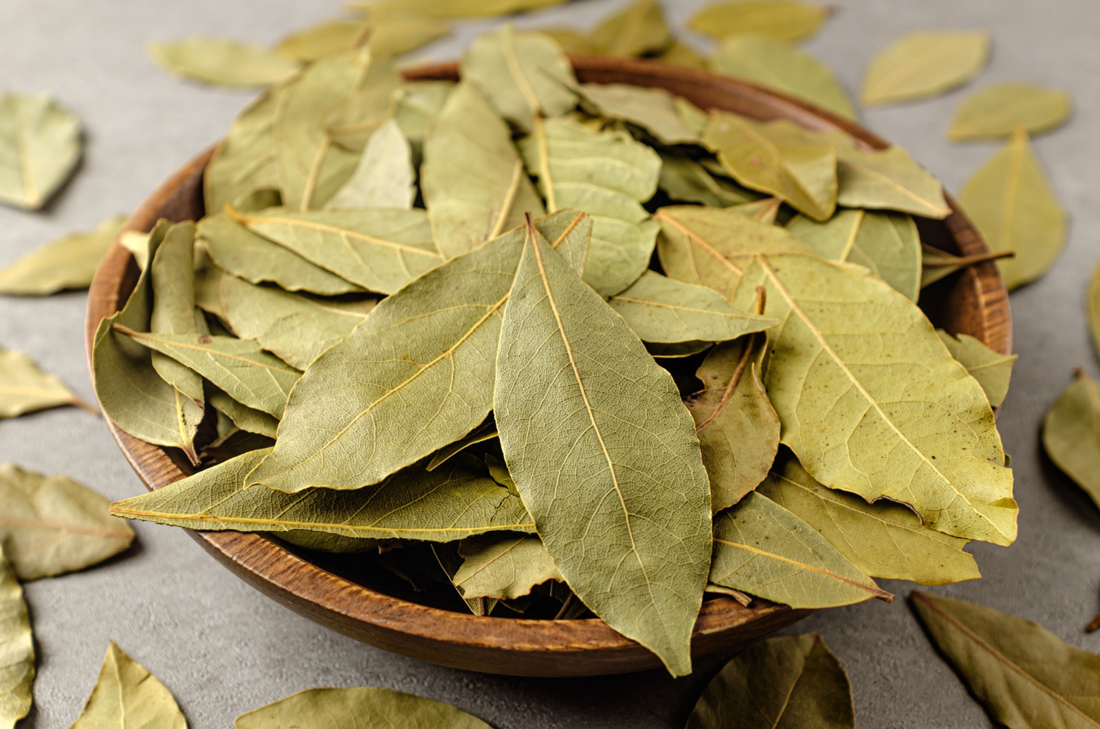 Dried bay leaves in a pot