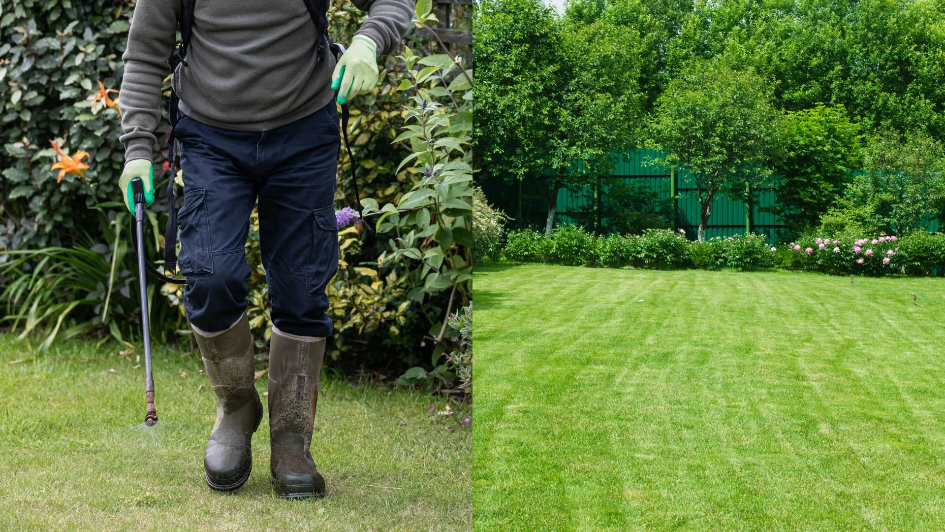 Man with ingredient that turns lawn into dark green