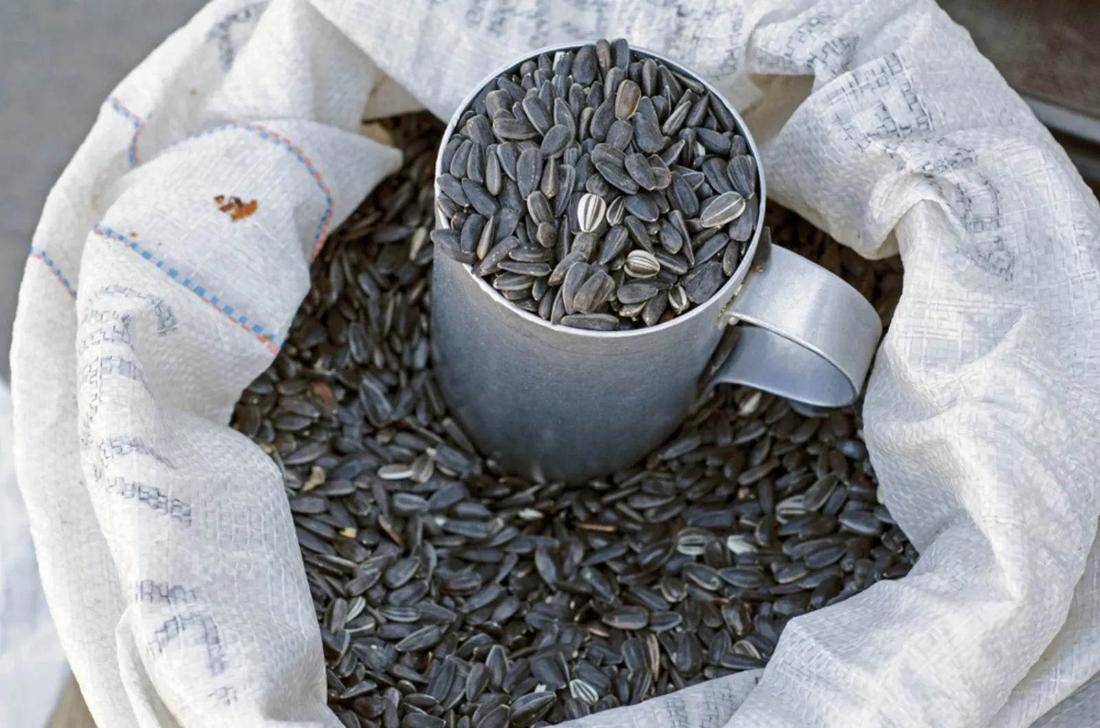 sunflower seeds in a sack