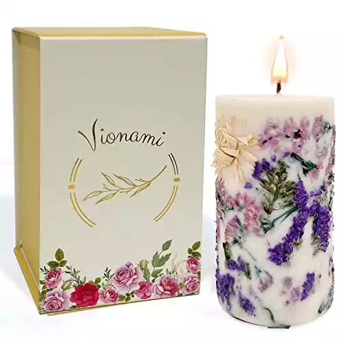 Vionami Pillar Candle with Dried Flowers