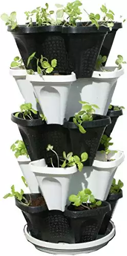 5-Tier Stackable Strawberry, Herb, Flower, & Vegetable Planter - Vertical Gardening Indoor/Outdoor Stacking Garden Pots
