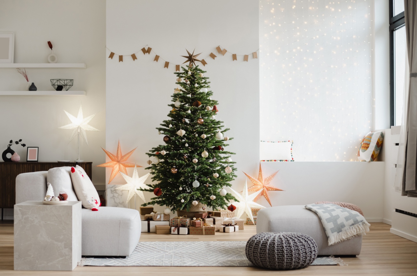 christmas tree in a living room