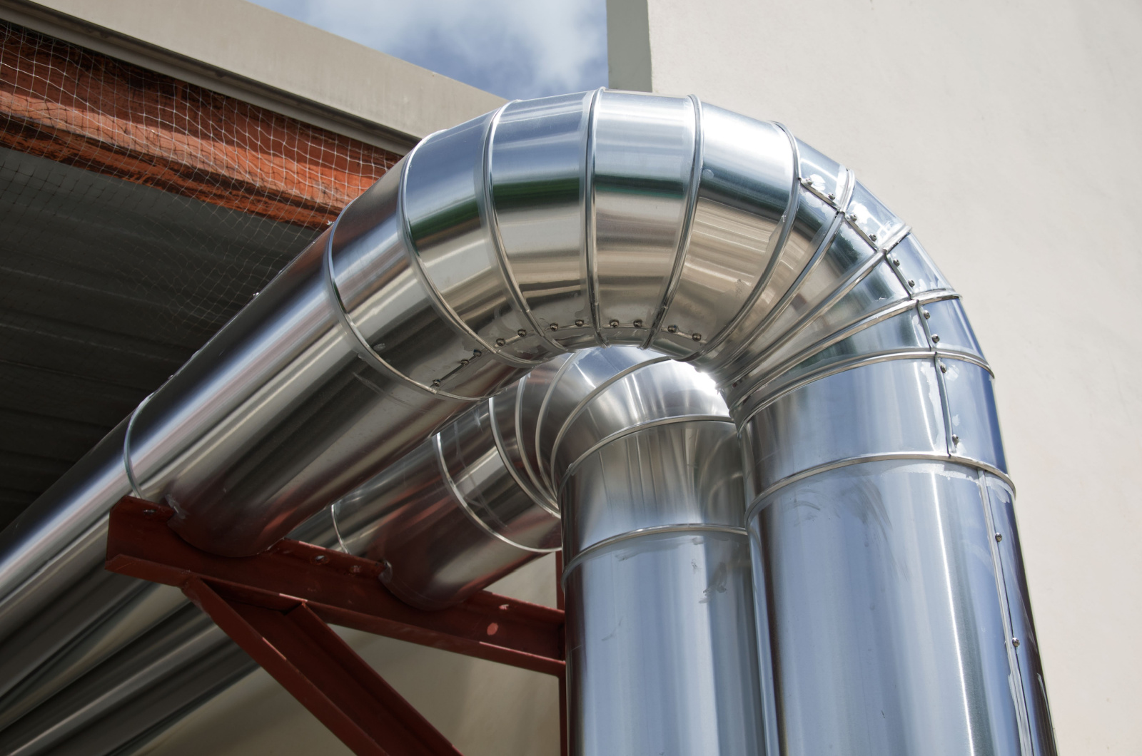 Insulated chilled water pipes and covered with aluminum sheets