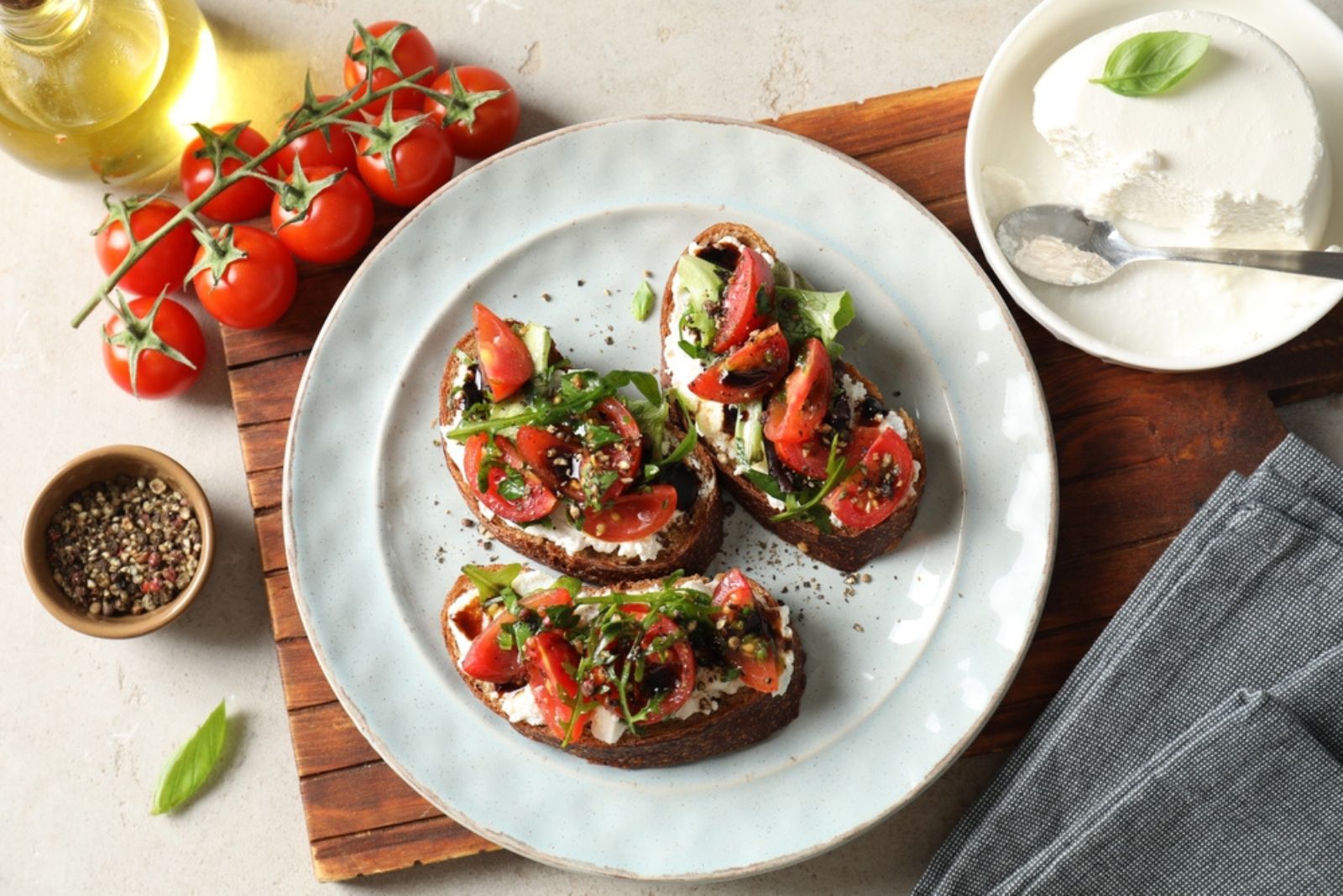 bruschetta with dandelion ingredients