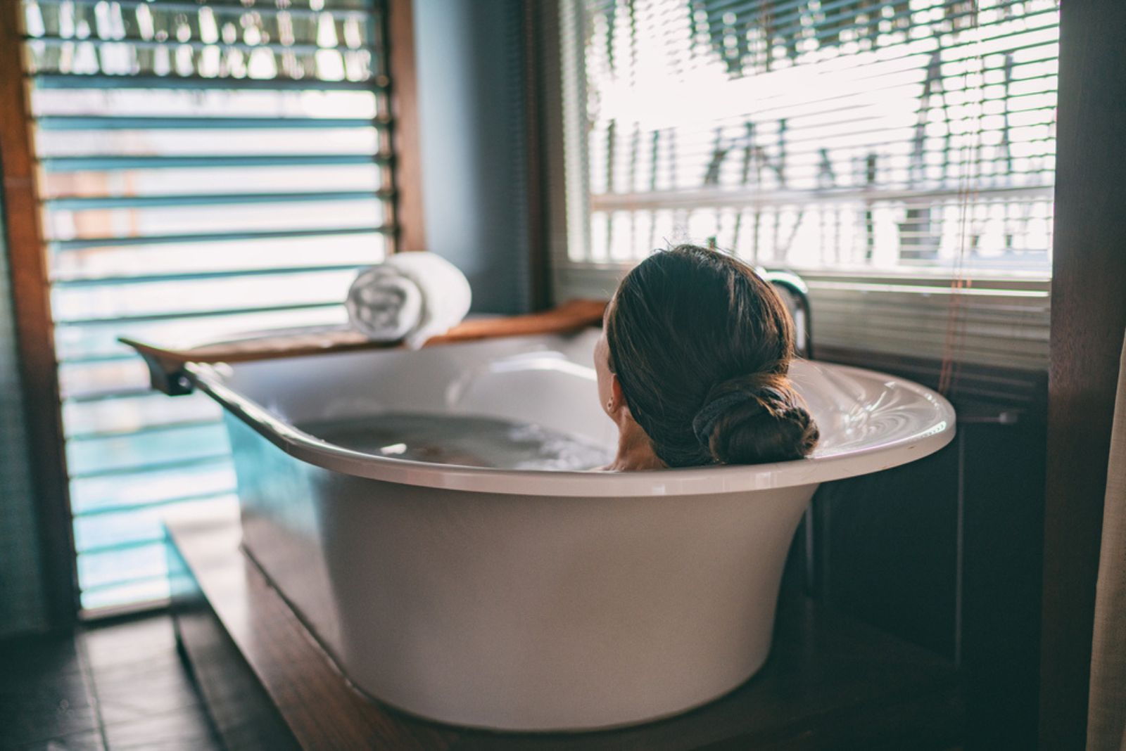 woman taking a bath