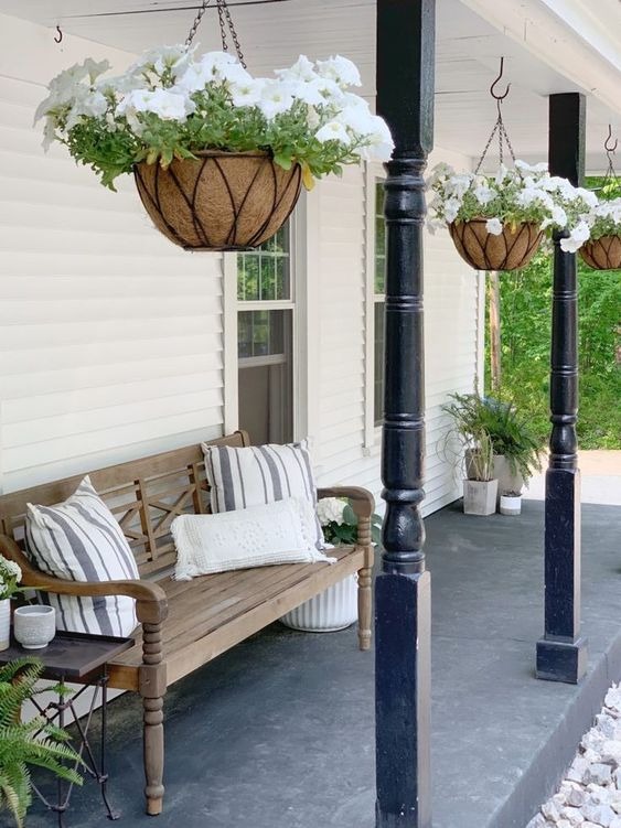 summer porch with flowers