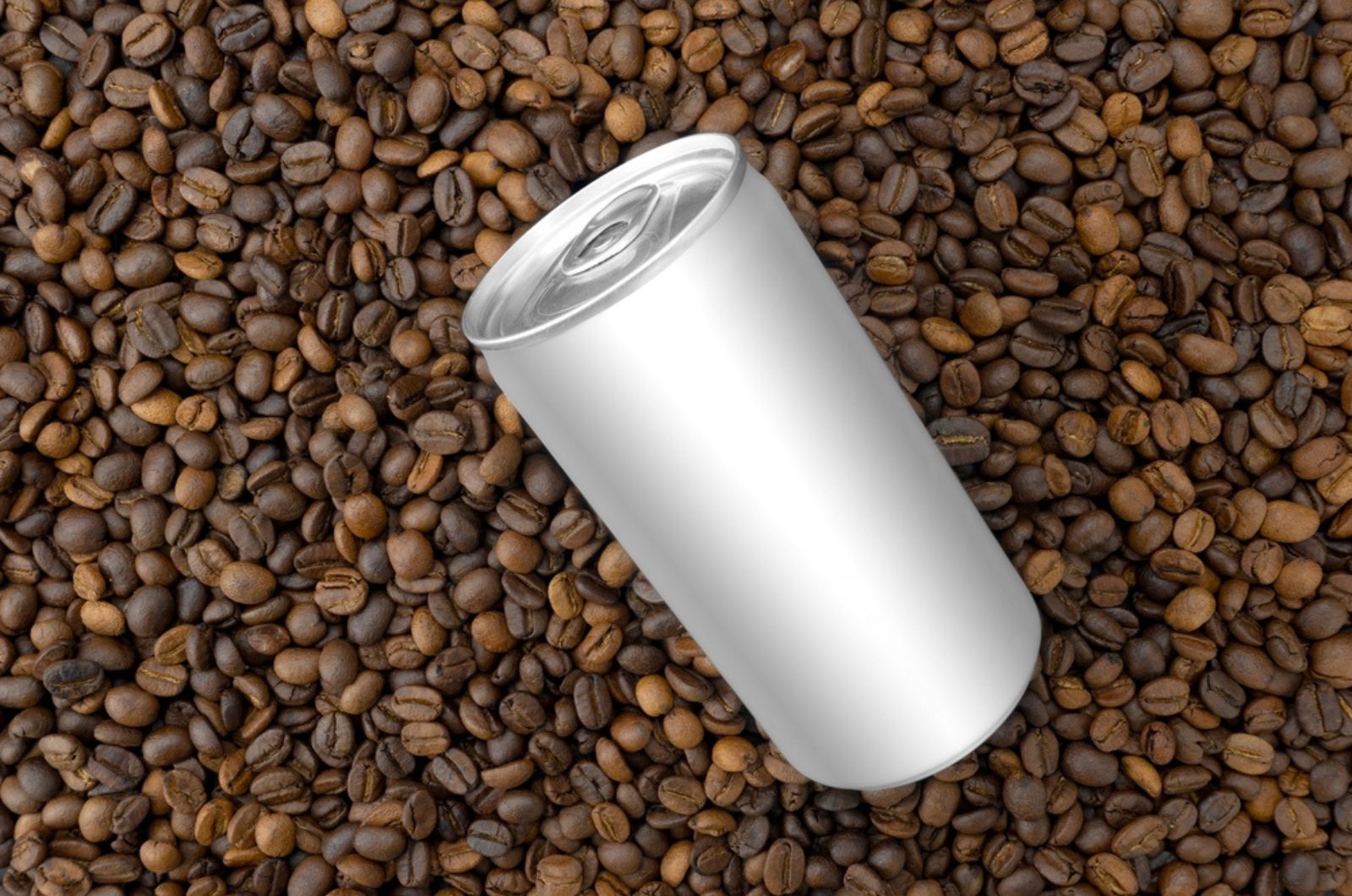 Blank canned for mockup on coffee seeds