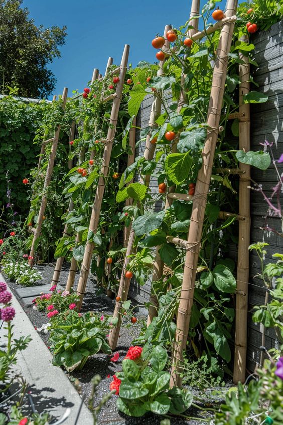 tomatoes growing in garden