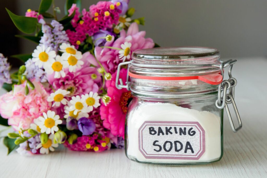 Adding baking soda powder inside cut flowers vase