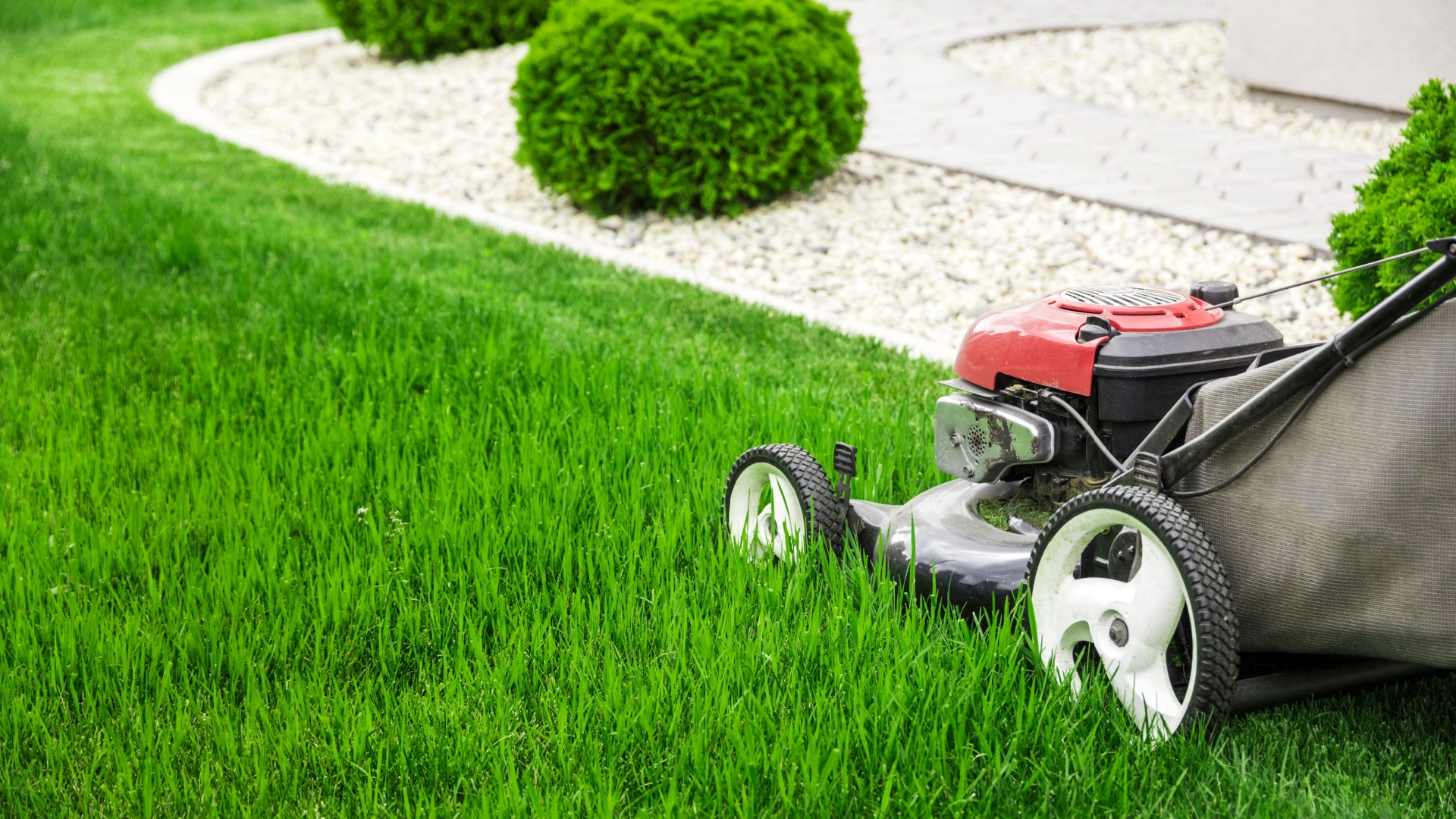 mowing lawn