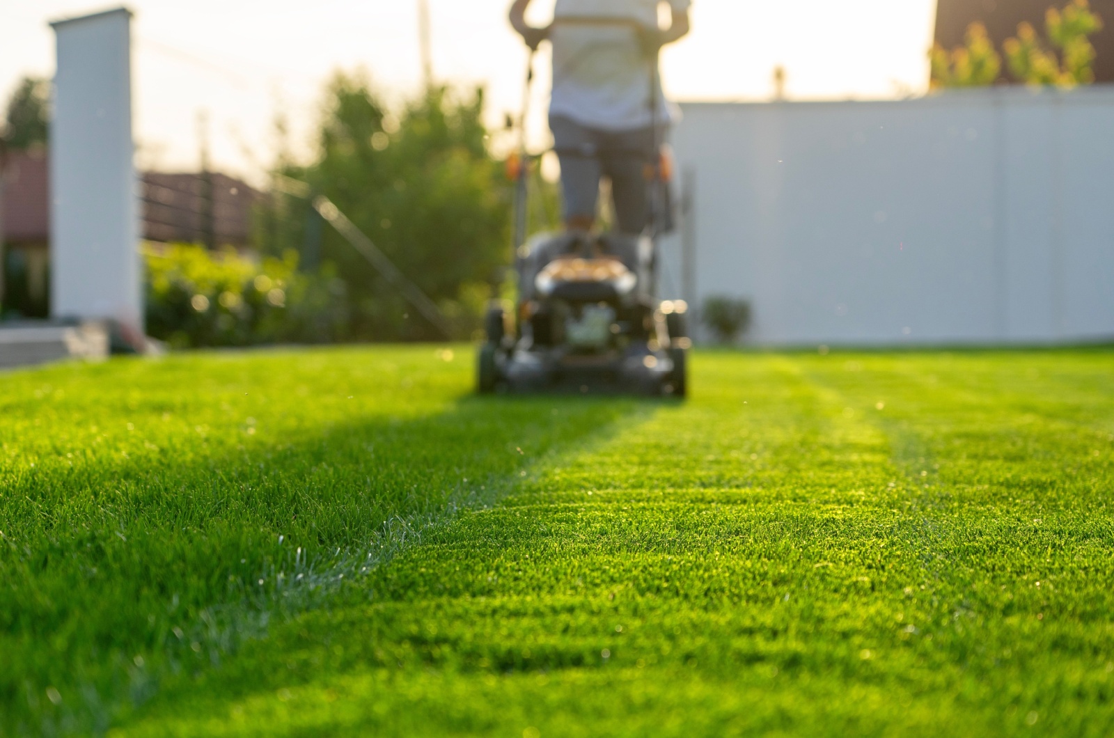 mowing grass