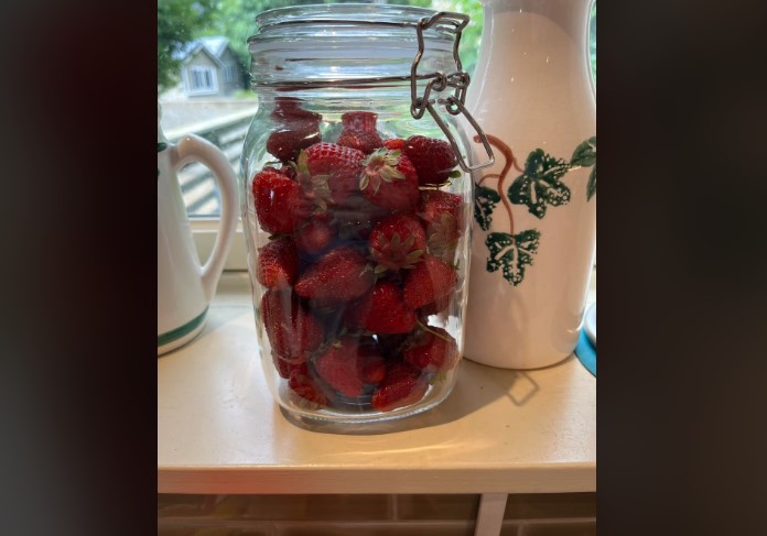 strawberries placed in a jar