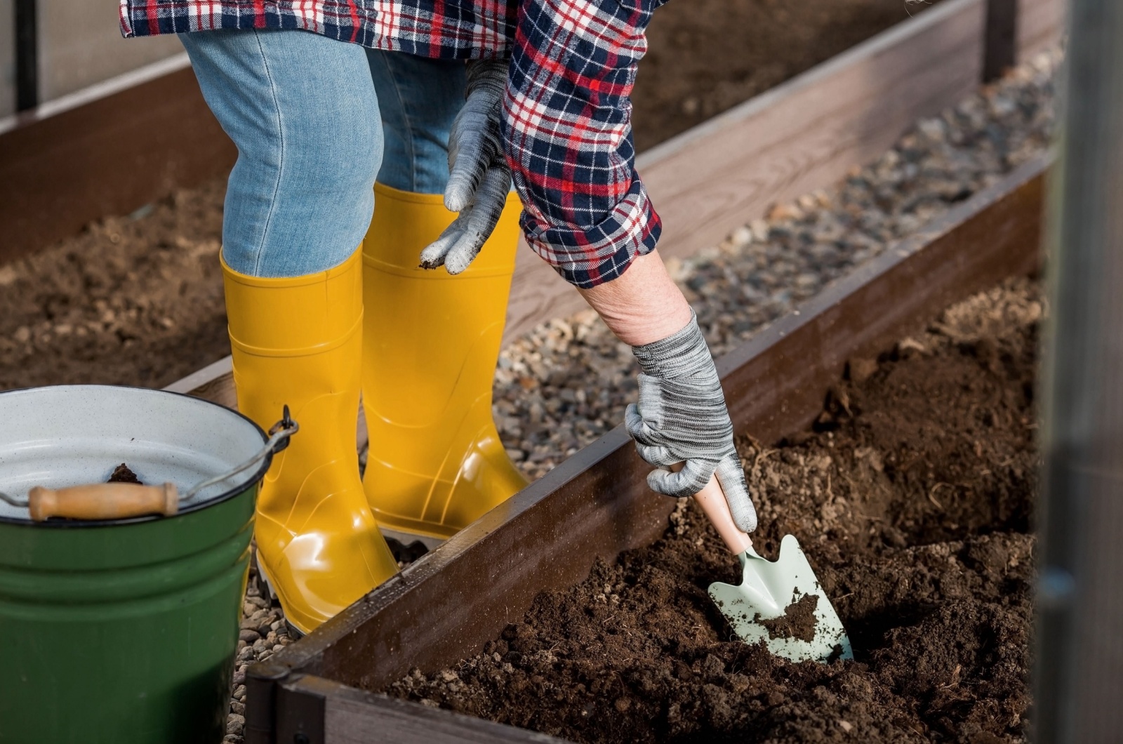 gardener preparing the soil