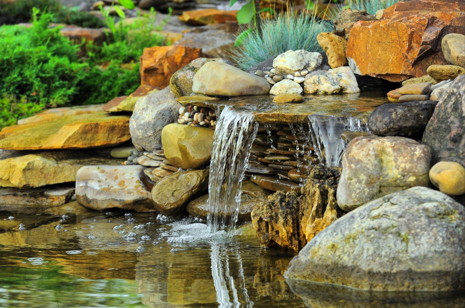 Waterfall in pool