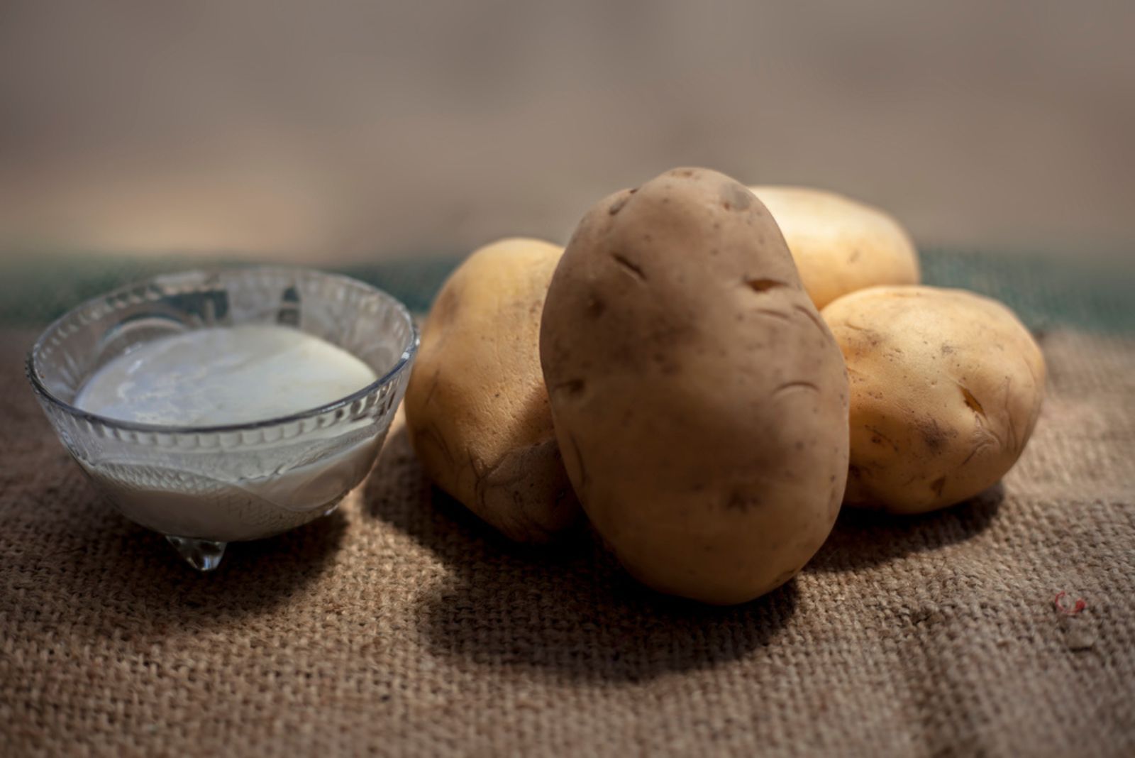 potato and white face mask in bowl