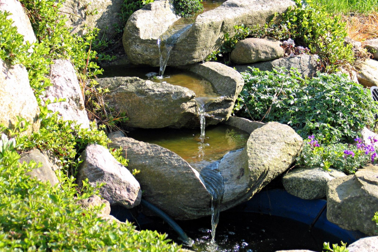 rock fountain in garden