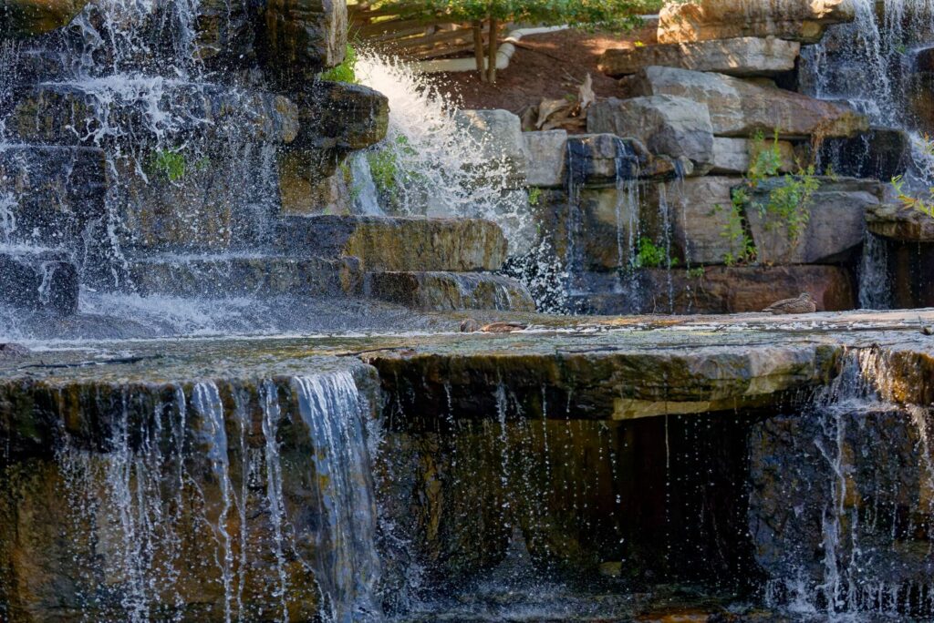 stone fountain with water