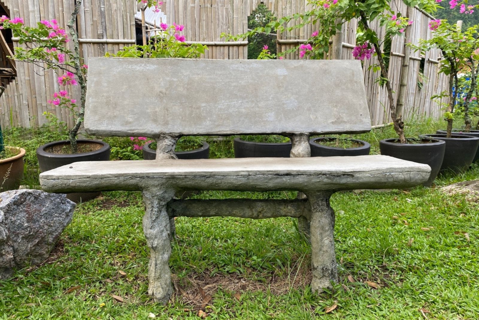 stone garden bench