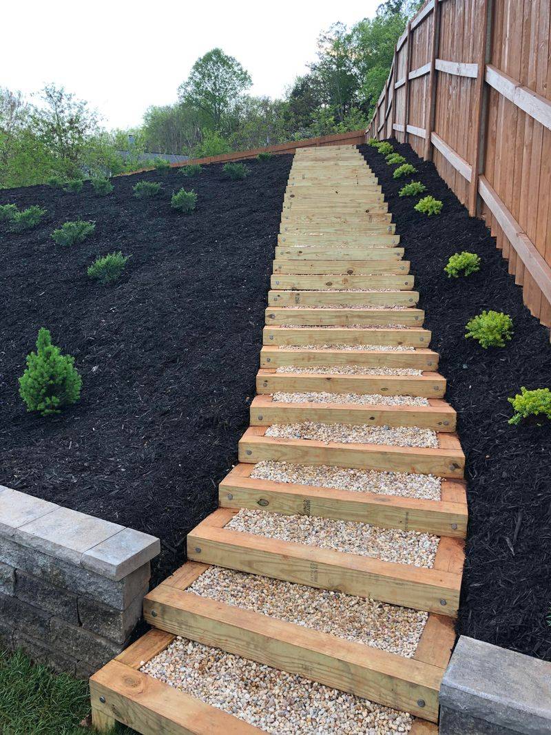 Gravel and Timber Steps