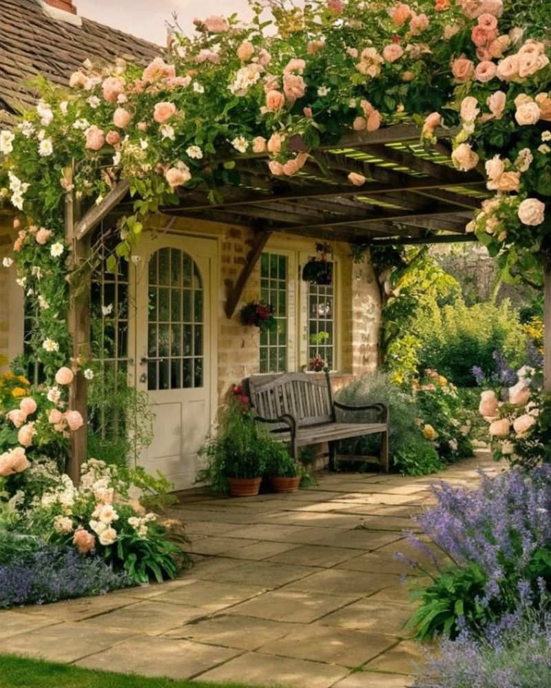 Romantic Climbing Roses Pergola