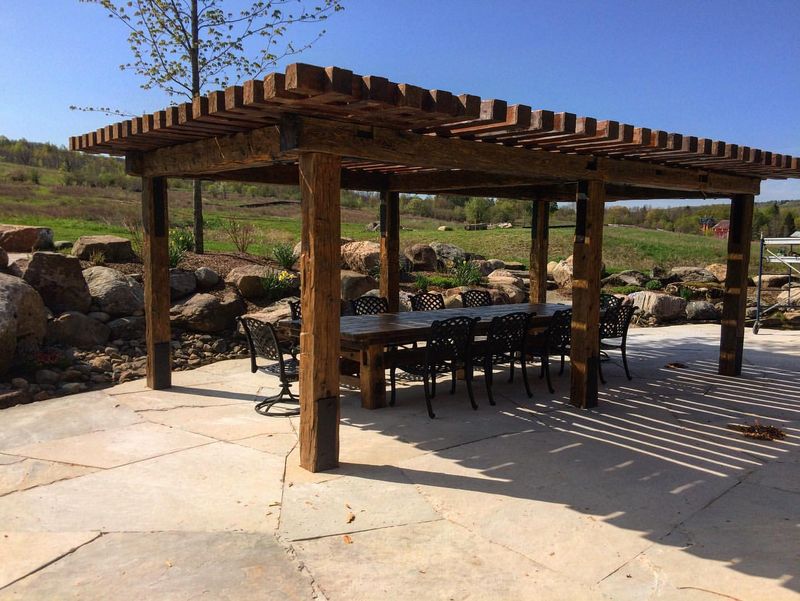 Rustic Wooden Beam Pergola