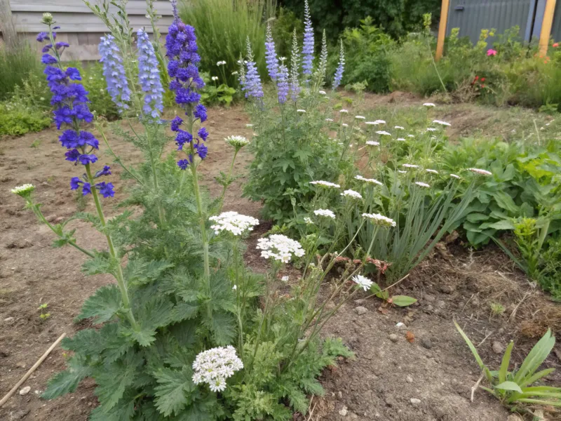 Yarrow and Delphiniums