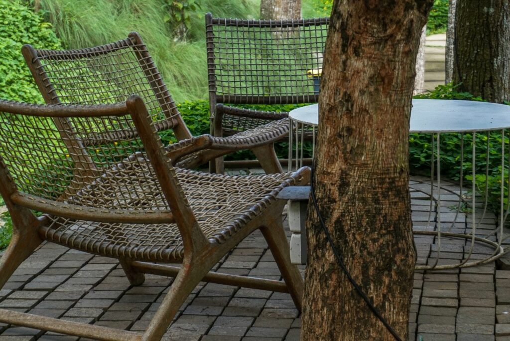 chairs in the yard outside