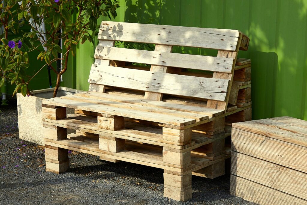 wooden bench in the garden