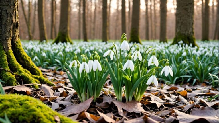 snowdrop flowers in wood