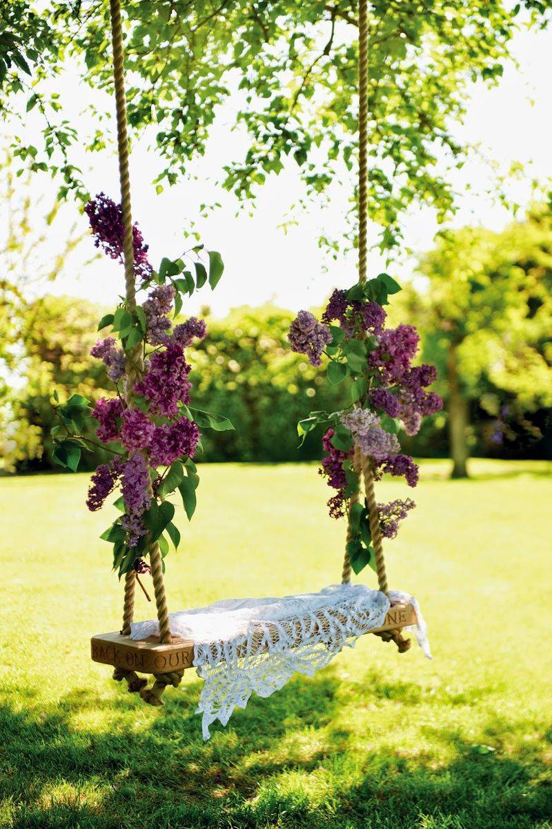 Garden Swing with Flower Canopy