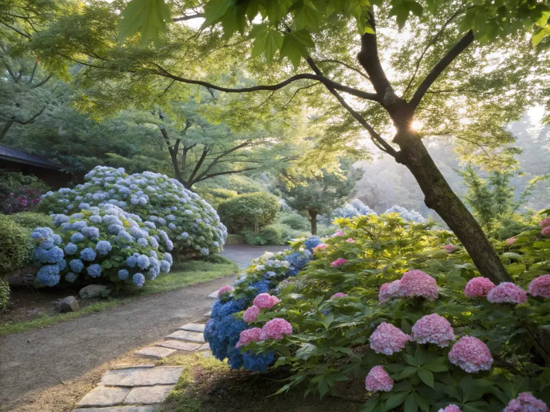 Hydrangea & Japanese Maple