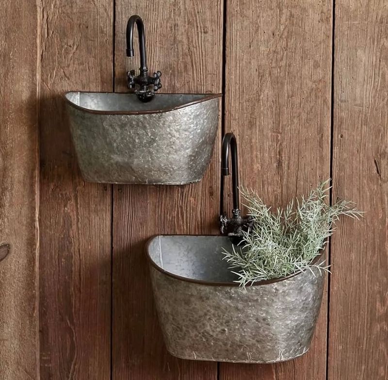 Metal Washtub Flower Basin