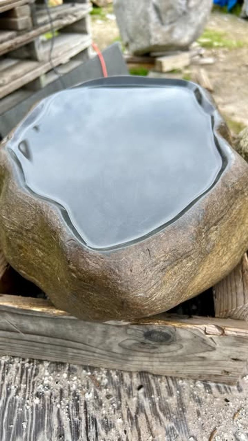 River Rock Birdbath