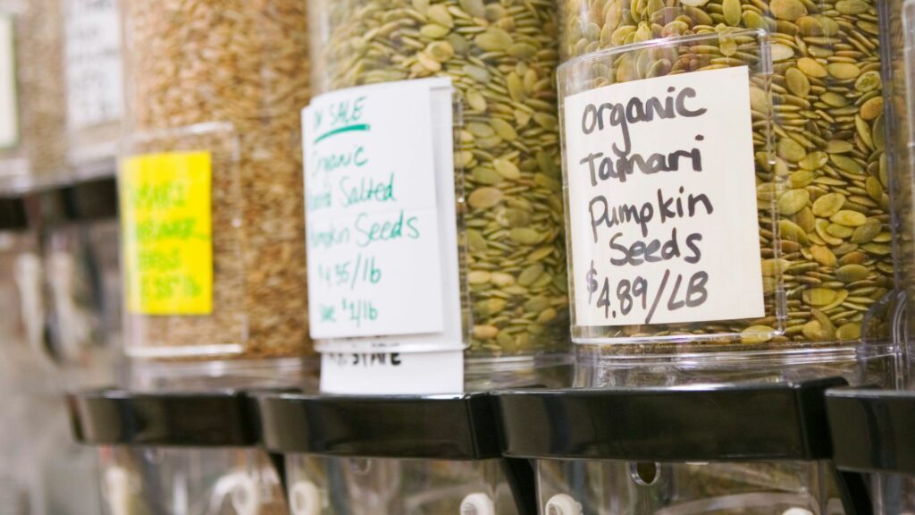 Seeds in dispenser bins