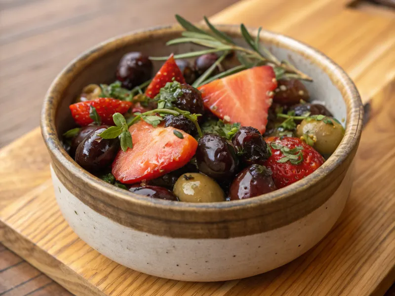 Strawberry Top Marinated Olives