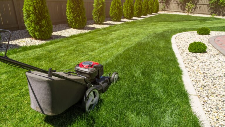 mowing lawn