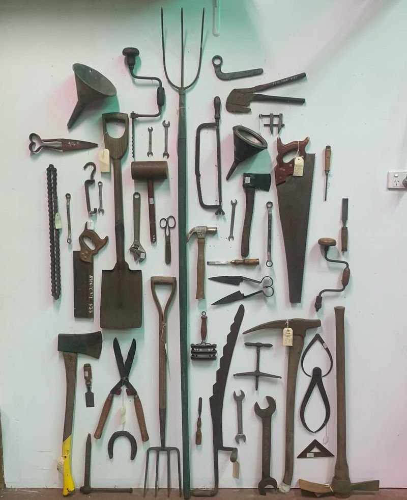 Antique Garden Tools Display