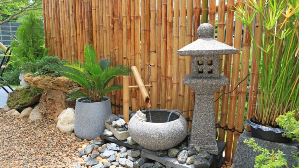 bamboo fence with zen elements