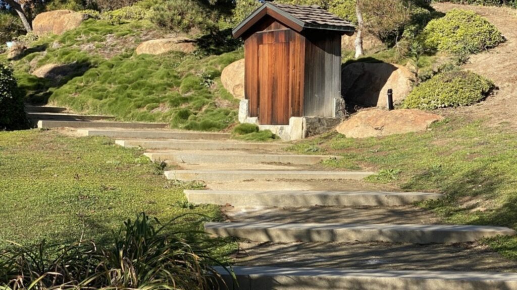 garden shed on a slope