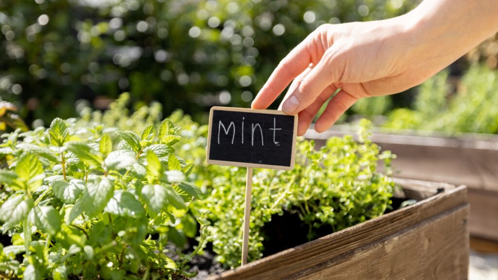 mint in a raised bed