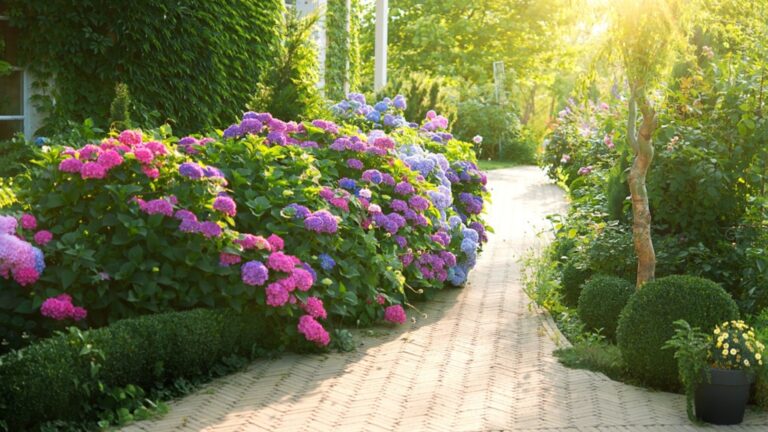 hydrangeas in garden