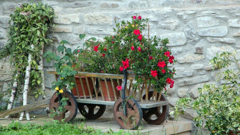 wheeling cart as planter